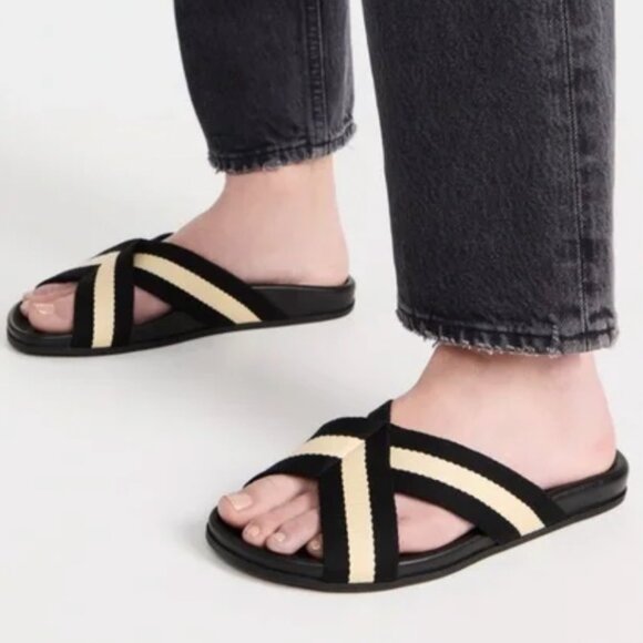 Jenni Kayne Colorblock Pattern Slides Black & White Size 39 - Picture 1 of 6